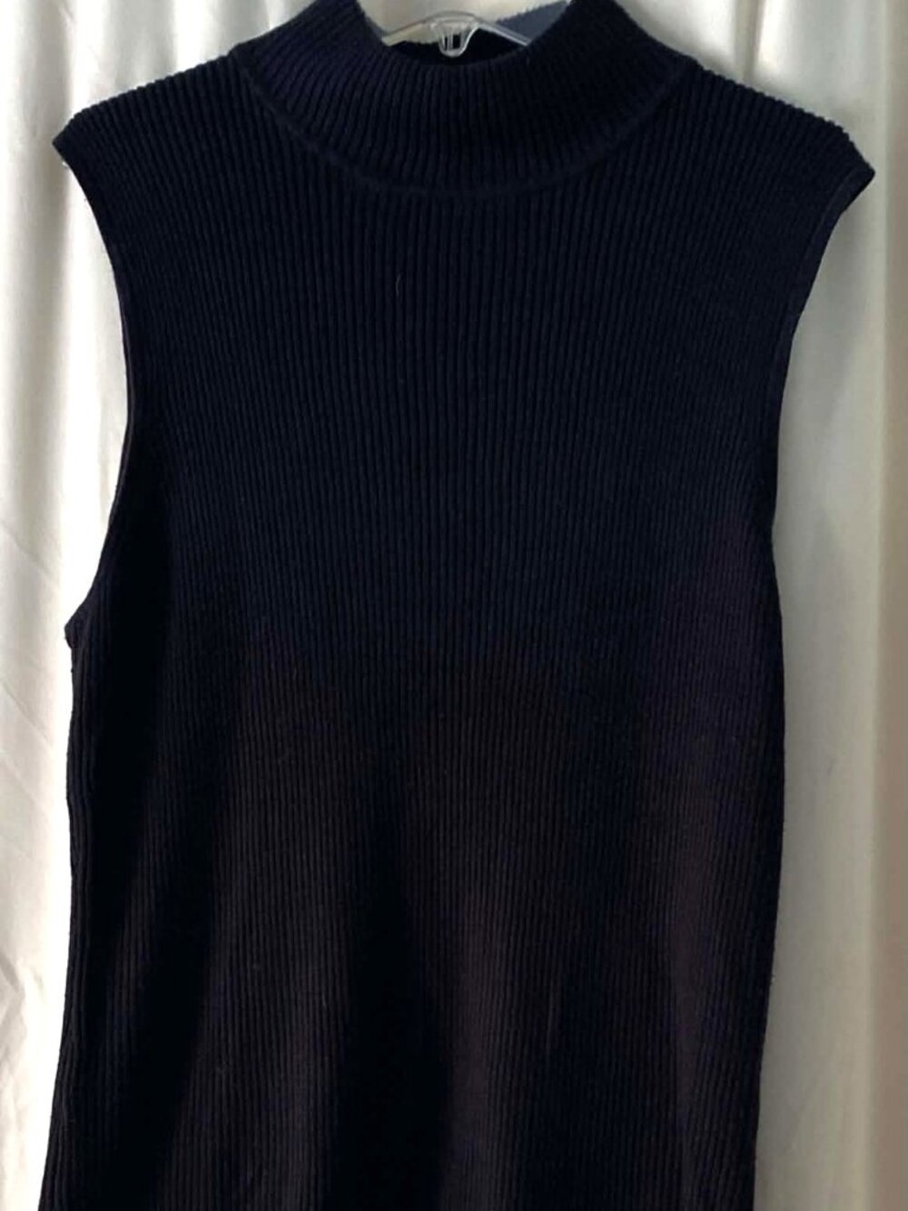 Croft & Barrow Sleeveless Mock Neck Top Ribbed Tank Black Knit Pullover Size XL